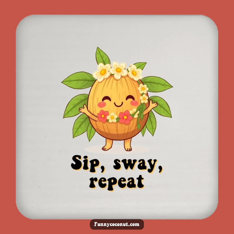 Funny Hula Coconut Coaster Set, Tropical Table Protector, Hilarious Party Gift