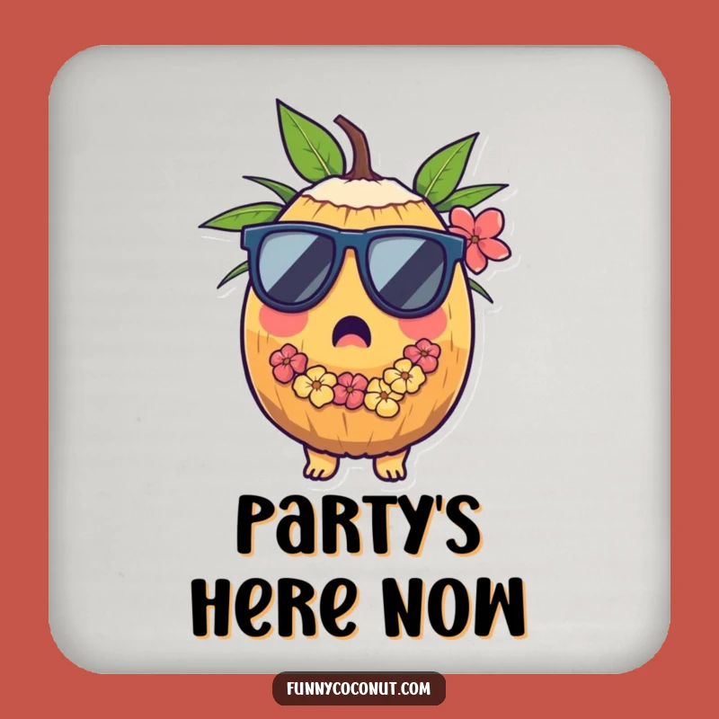 Funny Surprised Coconut Coasters: Protect Surfaces with Tropical Fun Funny Gift