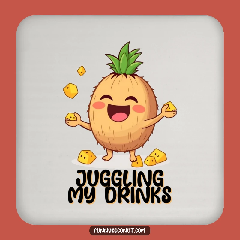 Funny Juggling Coconut Drink Coaster: Protect Surfaces with Fruitful Fun Gift