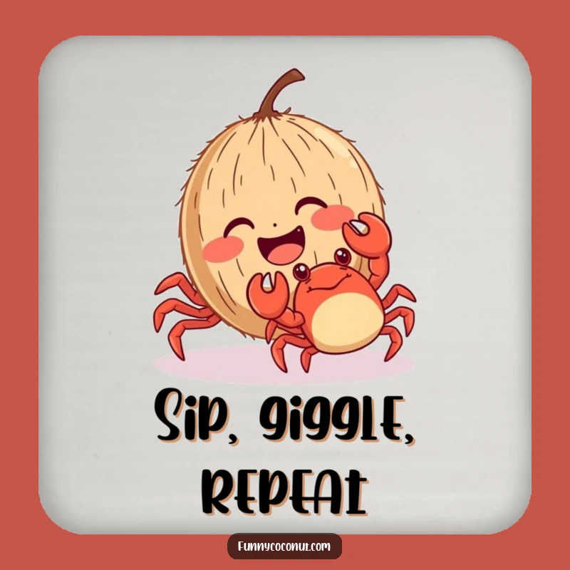 Funny Tickled Coconut Coaster: Hilarious Beach Drink Decor Gift