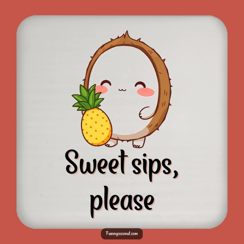 Funny Coconut Pineapple Coaster: Protect Surfaces with Sweet Tropical Flair