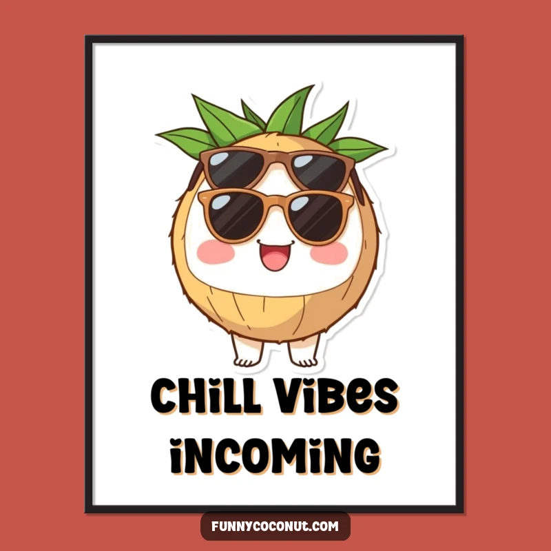 Funny Coconut Sunglasses Poster: Cheerful Tropical Wall Art for a Sunny Mood