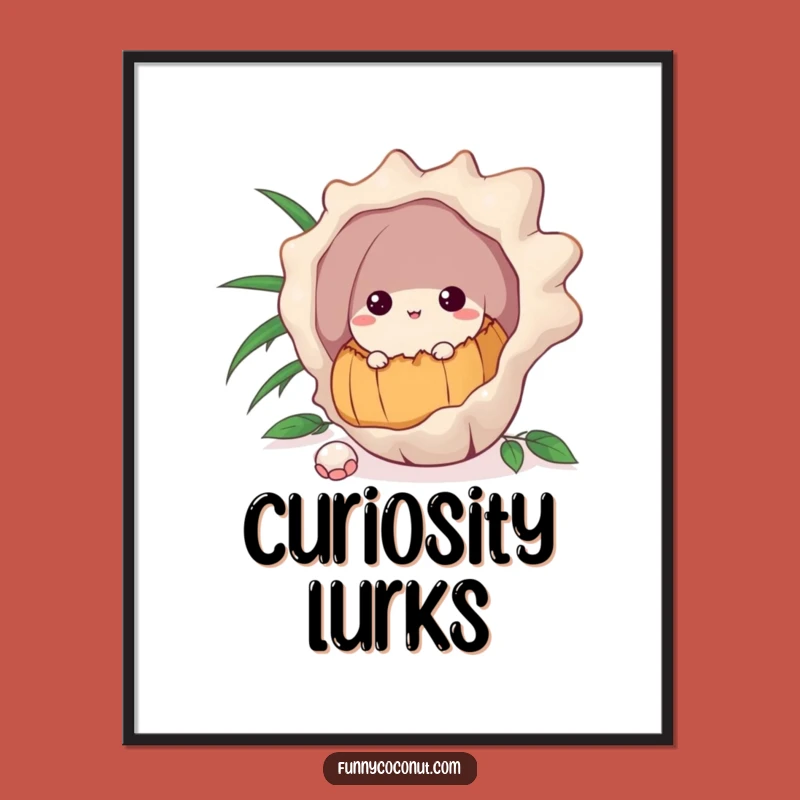 Funny Coconut Poster: Curious Peek Art for Playful Spaces
