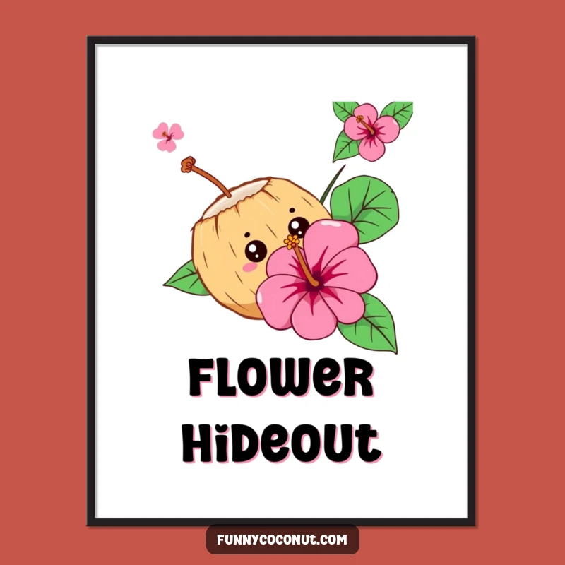 Funny Curious Coconut Poster - Tropical Wall Art, Flower Mystery, Perfect Gift