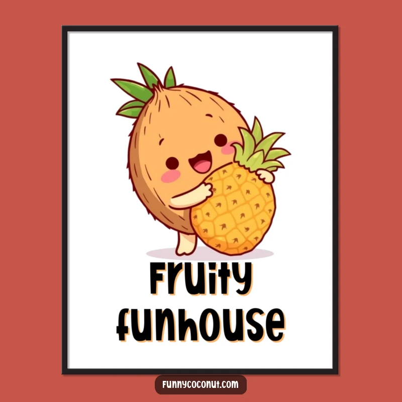 Funny Coconut Poster: Tropical Bopping Character Art Print Gift