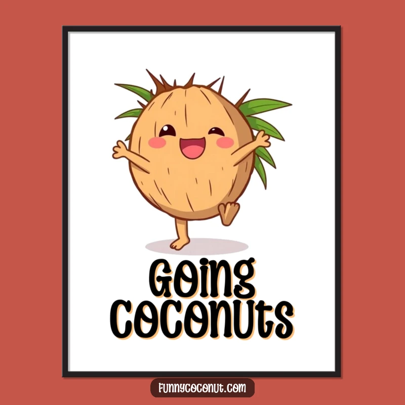 Funny Delighted Coconut Cartwheel Poster - Tropical Wall Art for Happy Spaces