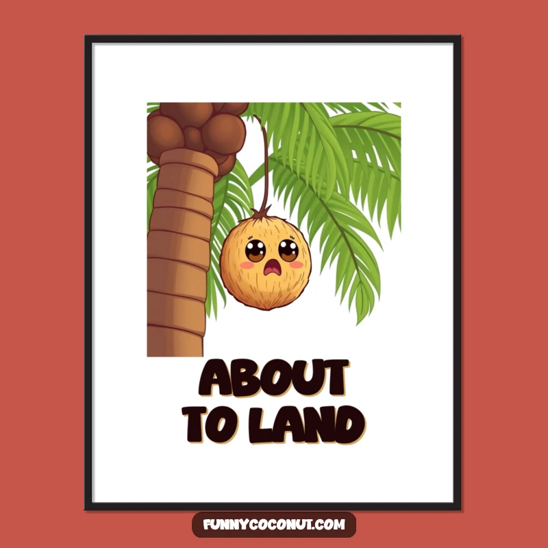 Funny Falling Coconut Poster: Hilarious Tropical Art Print Gift