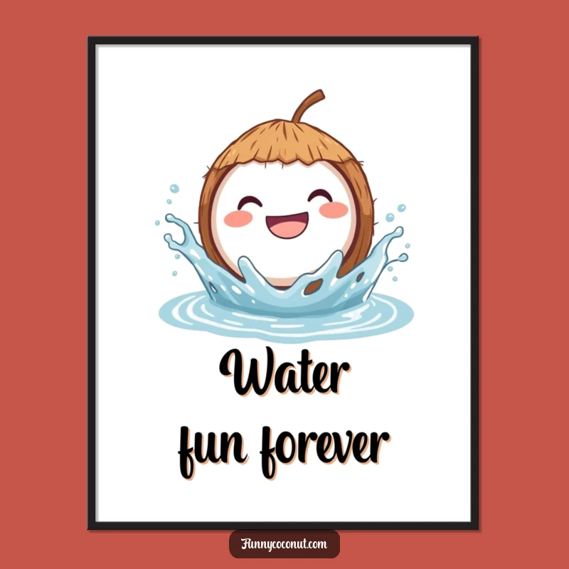 Funny Poster: Splashing Coconut - Hilarious Water Art & Gift Idea