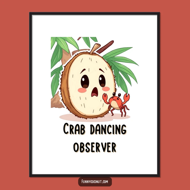 Funny Surprised Coconut Poster: Hang Beachside Fun and Laughter Gift