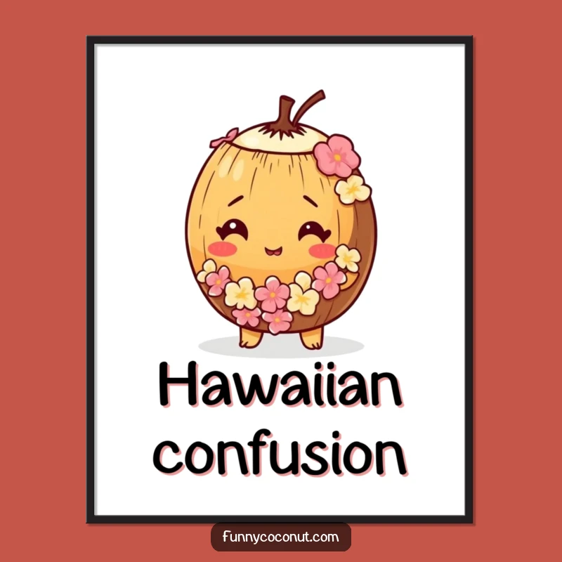 Funny Coconut Art Print: Tropical Bewilderment & Humor Gift