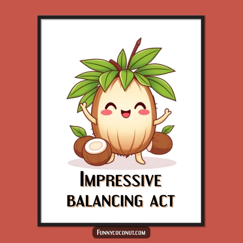 Funny Juggling Coconut Poster: Hilarious Tropical Art Print Gift