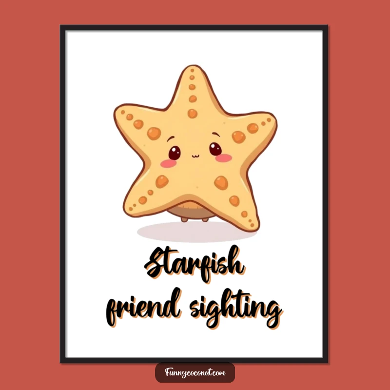 Funny Coconut Starfish Poster: Whimsical Ocean Wall Art, Humorous Gift