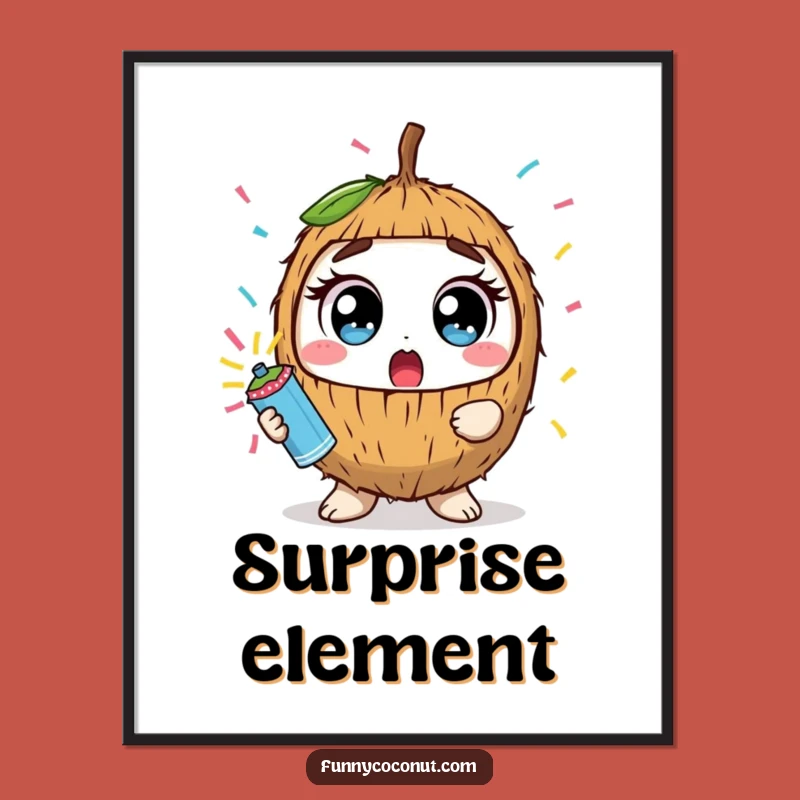 Funny Surprised Coconut Poster: Decorate with Festive Surprise