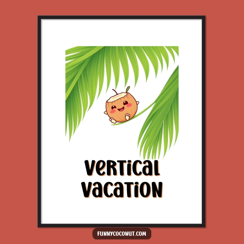 Funny Coconut Palm Frond Slide Poster: Happy Tropical Art