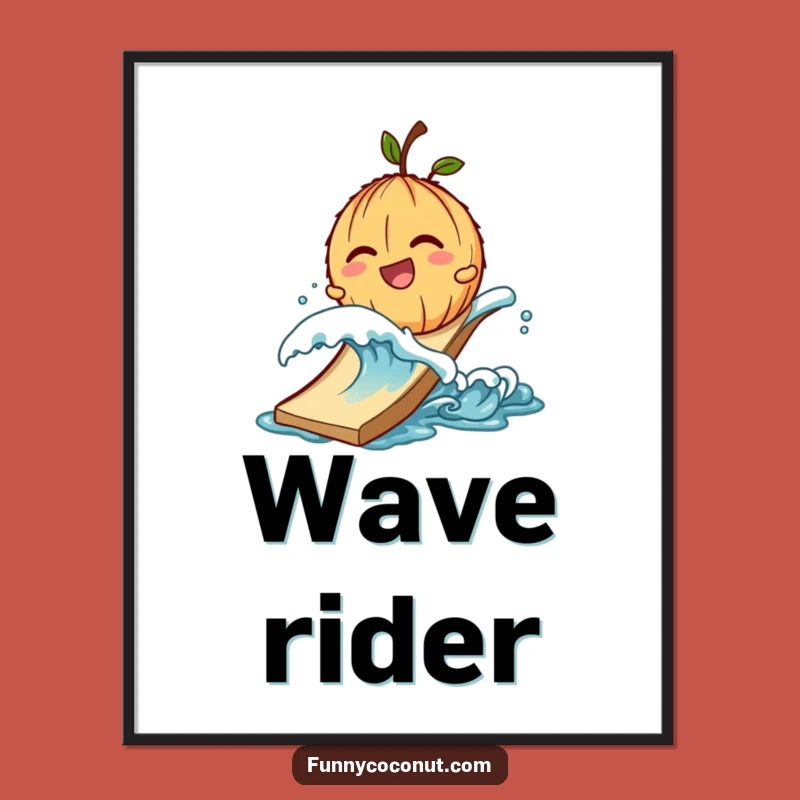 Funny Giggling Coconut Wave Slide Poster - Beach Wall Art for Fun
