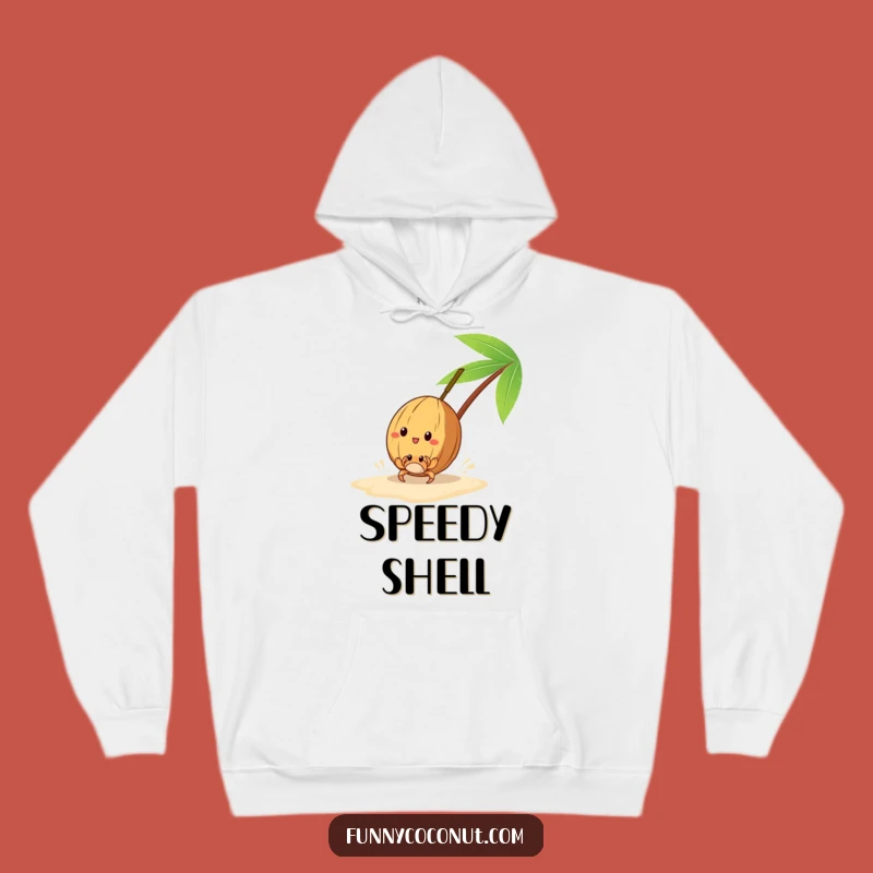 Cozy Funny Coconut Race Hoodie: Warm & Humorous Beach Vibes