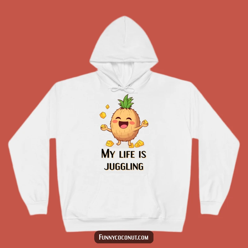 Cozy Funny Juggling Coconut Hoodie: Stay Warm with Fruitful Fun Gift