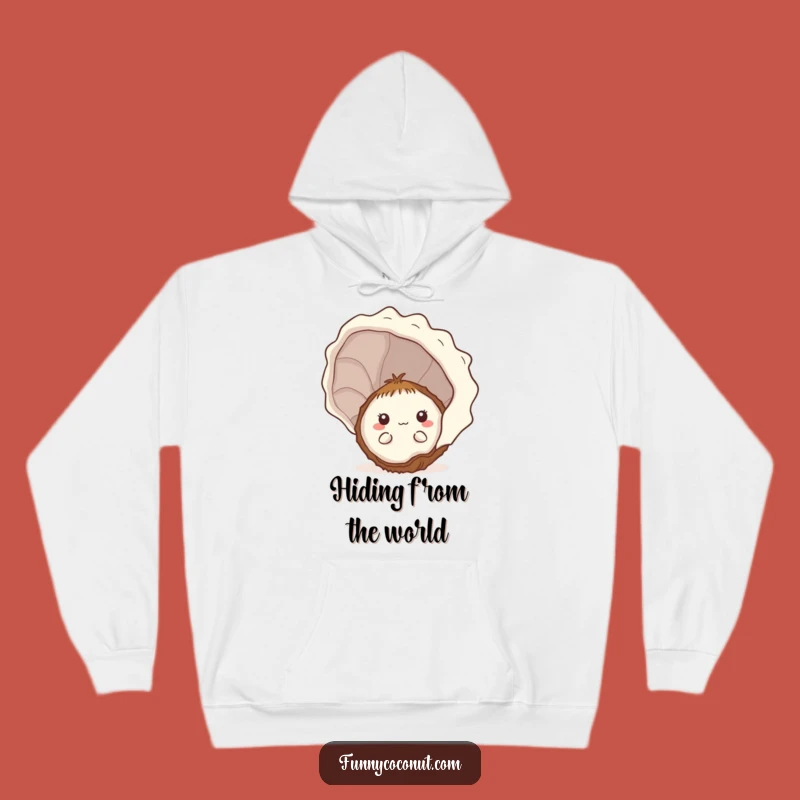 Cozy Funny Shy Kawaii Coconut Seashell Hoodie - Warm Hidden Comfort Gift