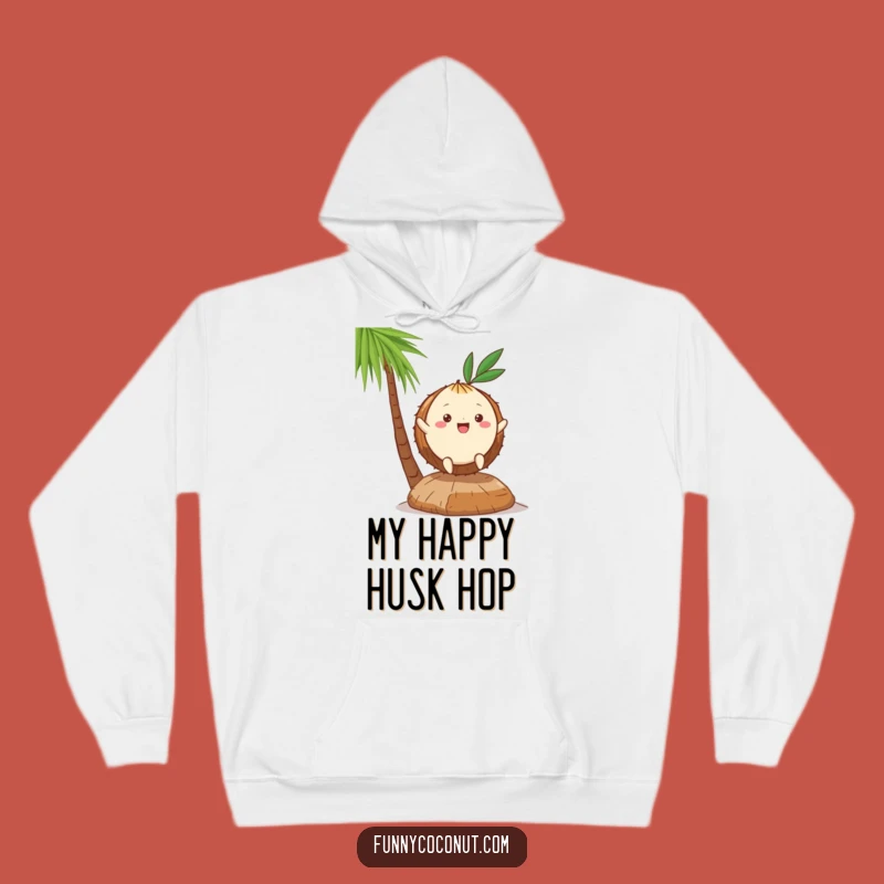 Funny Kawaii Coconut Hop Hoodie - Cozy Tropical Character, Ideal Funny Gift!