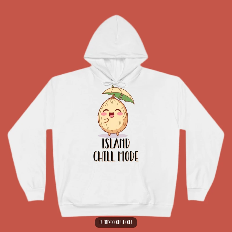 Funny Coconut Hoodie: Cozy Giggling Character with Umbrella, Ideal Humorous Gift
