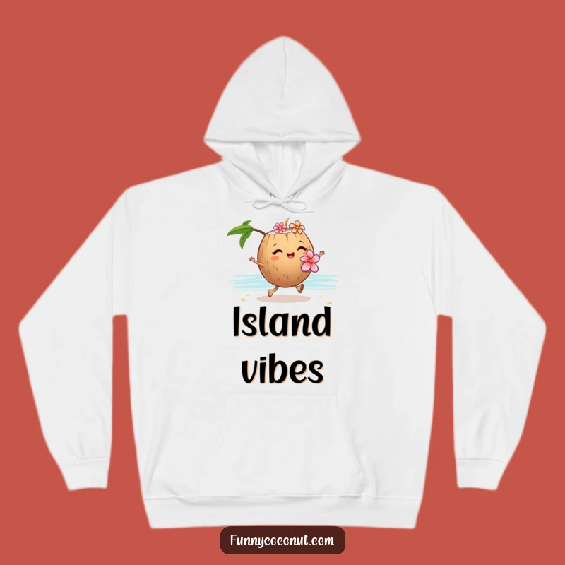 Funny Winking Coconut Flower Lei Hoodie - Cozy Tropical Vibes Sweatshirt Gift