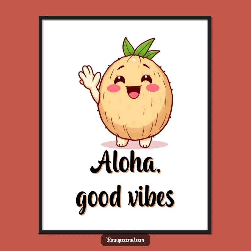 Free Printable Happy Coconut Wave Art: Funny Downloadable Decor