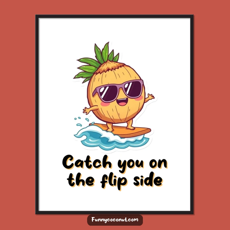 Free Printable Wall Art: Cool Coconut Surfing for Hilarious Tropical Decor!