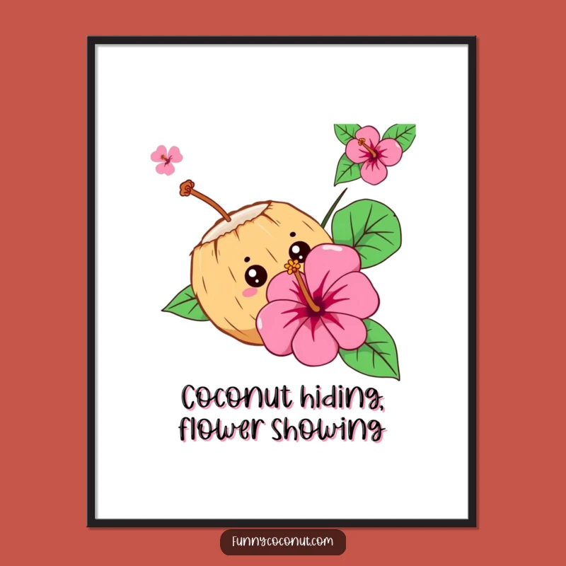 Free Printable Curious Coconut Flower Art: Funny Downloadable Decor