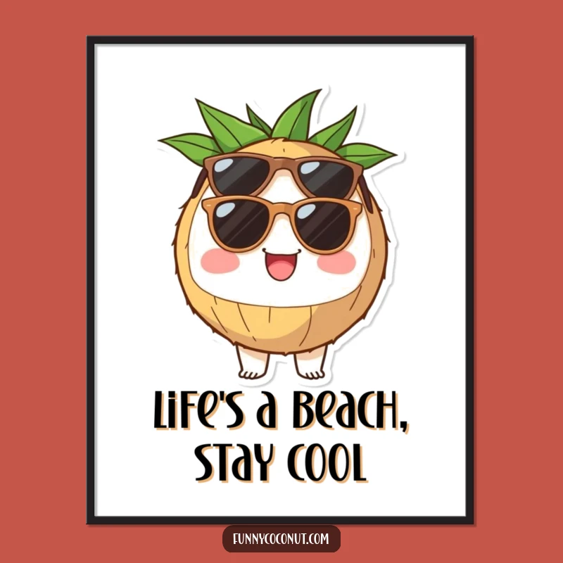Free Printable Wall Art: Cheerful Coconut Sunglasses - Funny Downloadable Art