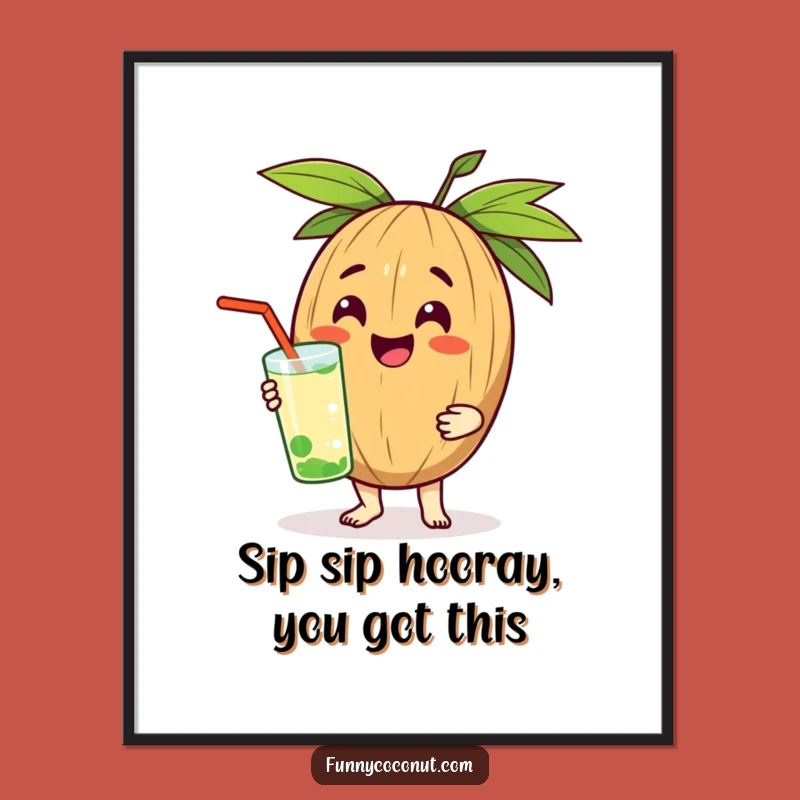 Free Printable Wall Art: Coconut's Cool Gift - Funny Tropical Decor