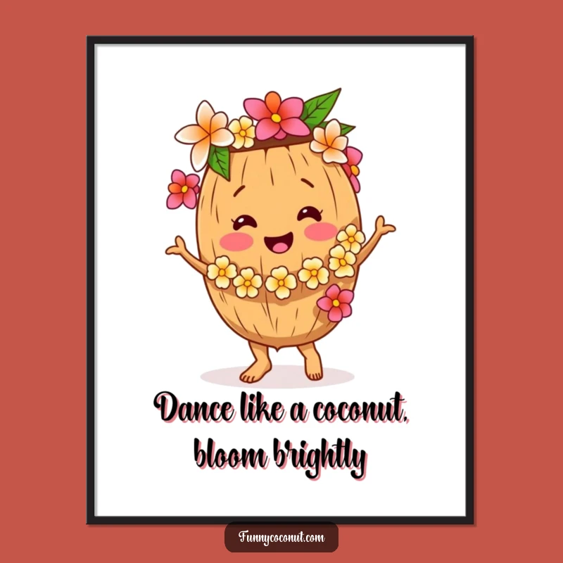 Free Printable Wall Art: Dancing Coconut, Funny Downloadable Art for Tropical & Party Decor