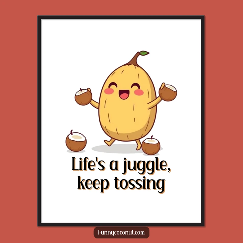 Free Printable Wall Art: Juggling Coconut for Hilarious and Fun Decor!