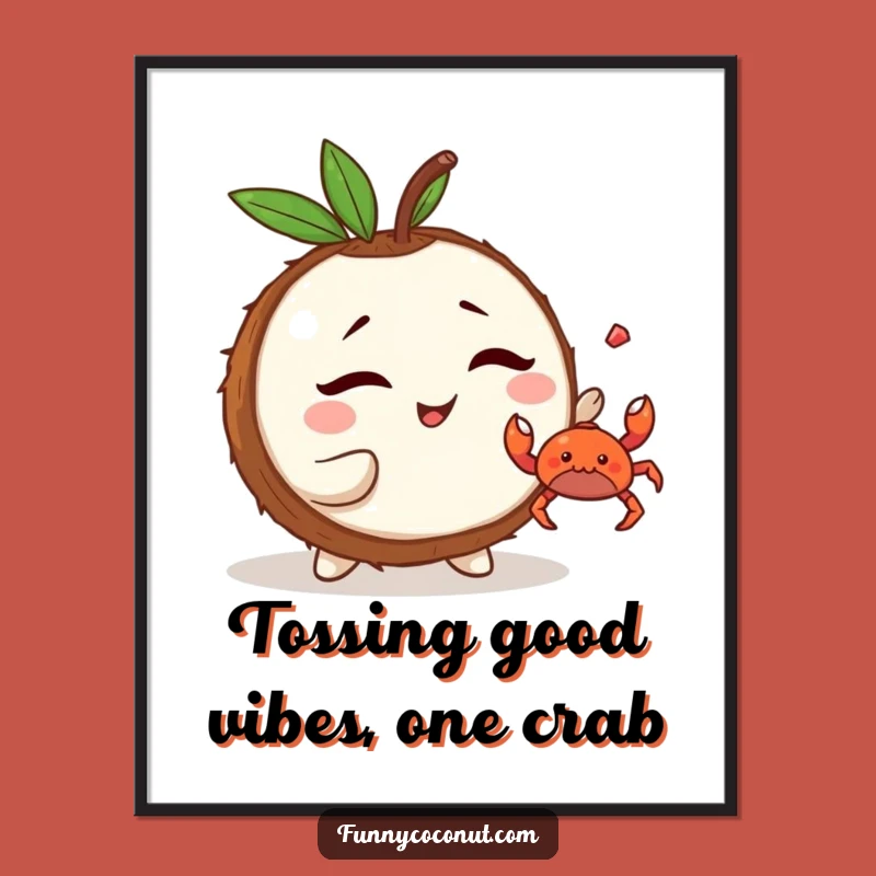 Free Printable Wall Art: Mischievous Coconut Toss, Quirky Downloadable Decor!