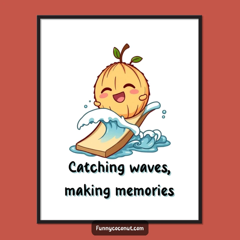 Funny Free Printable Wall Art: Coconut Wave Slide Tropical Thrill Downloadable!