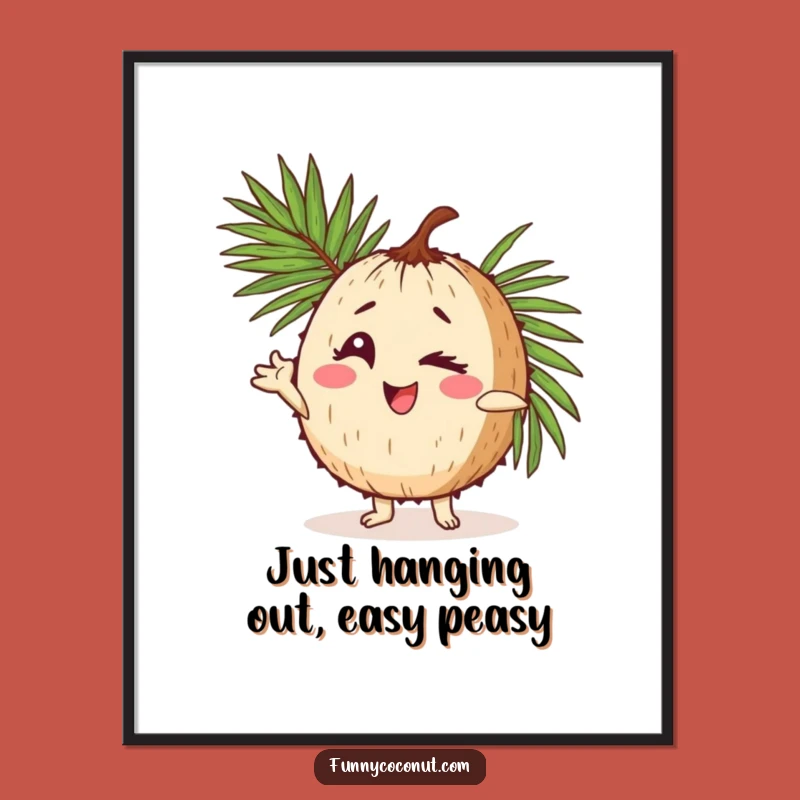 Funny Free Printable Wall Art: Winking Coconut Tropical Vibe Downloadable Art!