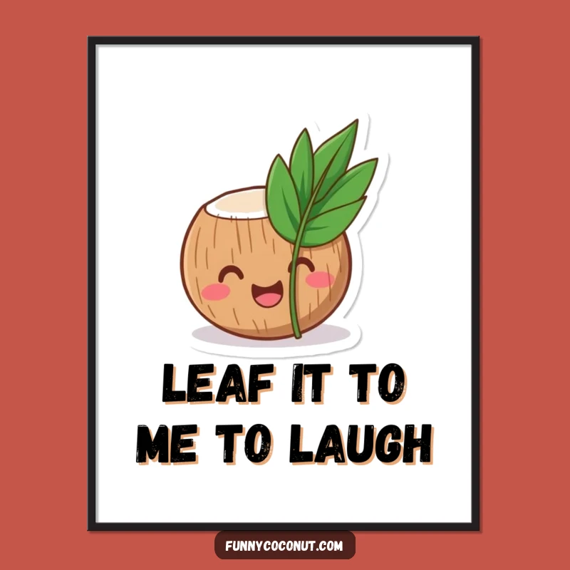 Free Printable Wall Art: Funny Laughing Coconut Design, Tropical Downloadable Decor