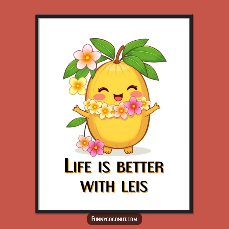 Funny Free Printable Wall Art: Coconut Lei Welcome, Tropical Downloadable Decor for a Laugh