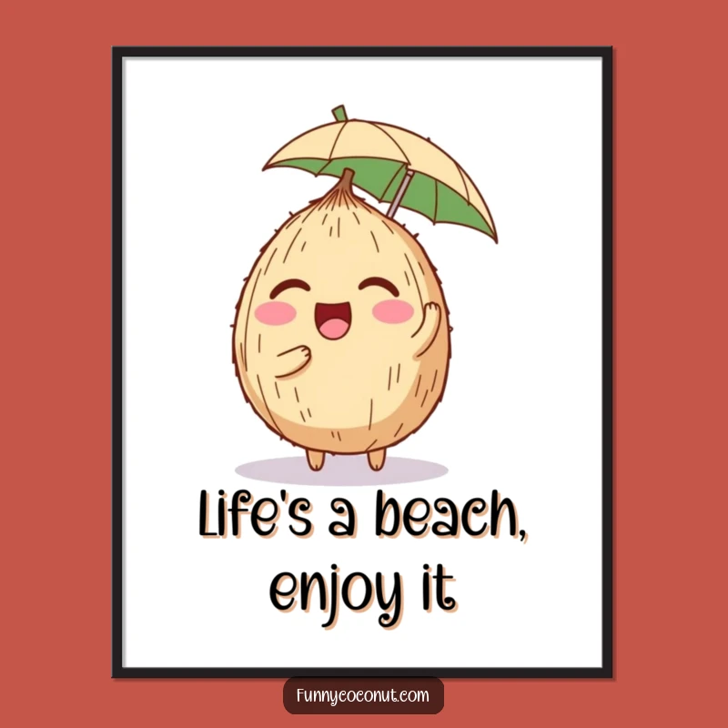 Funny Free Printable Wall Art: Giggling Coconut Joyful Tropical Vibes Downloadable Art!