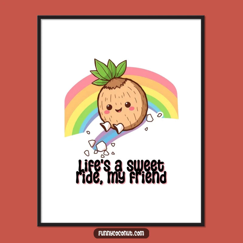 Free Printable Funny Coconut Rainbow Art - Downloadable Hilarious Wall Decor