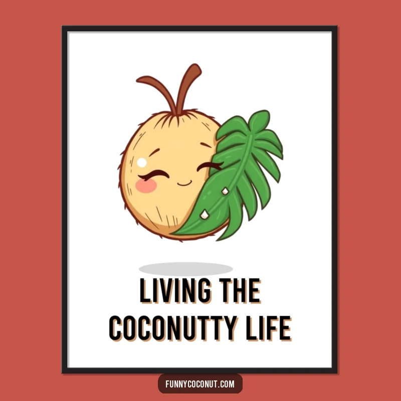 Free Printable Coconut Wall Art: Winking Palm Leaf Funny Downloadable Art