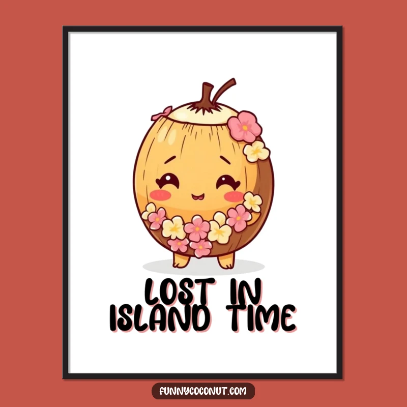 Free Printable Bewildered Coconut Wall Art: Funny Lei Downloadable Art