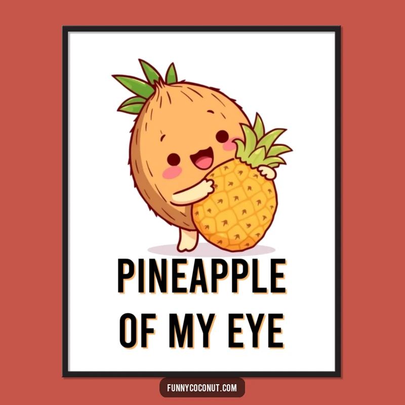 Free Printable Wall Art: Funny Coconut Pineapple Design, Tropical Downloadable Decor