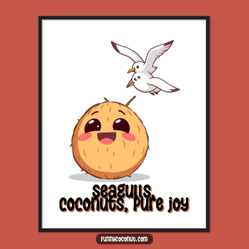 Funny Free Printable Wall Art: Laughing Coconut Sees Seagull, Hilarious Decor!