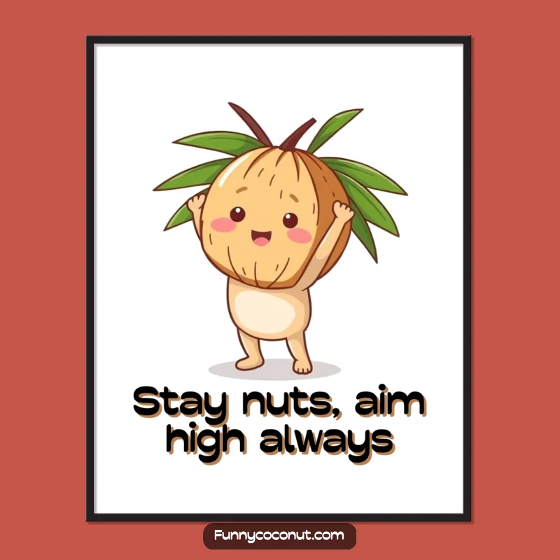 Free Printable Wall Art: Happy Coconut Handstand Balance, Downloadable Decor!