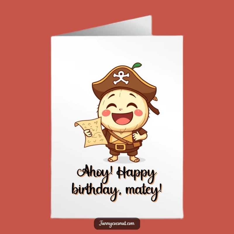 Free Printable Birthday Card: Pirate Coconut Seeks Treasure for Hilarious Downloadable Gift!
