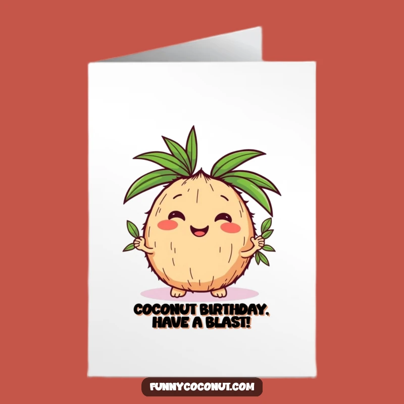 Free Printable Birthday Card: Funny Kawaii Coconut Juggling Fun - Downloadable Gift