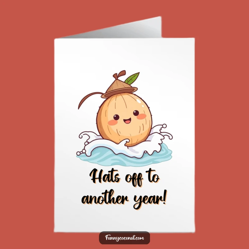 Free Printable Birthday Card: Bobbing Coconut Hat, Funny Downloadable Gift for Ocean Lovers