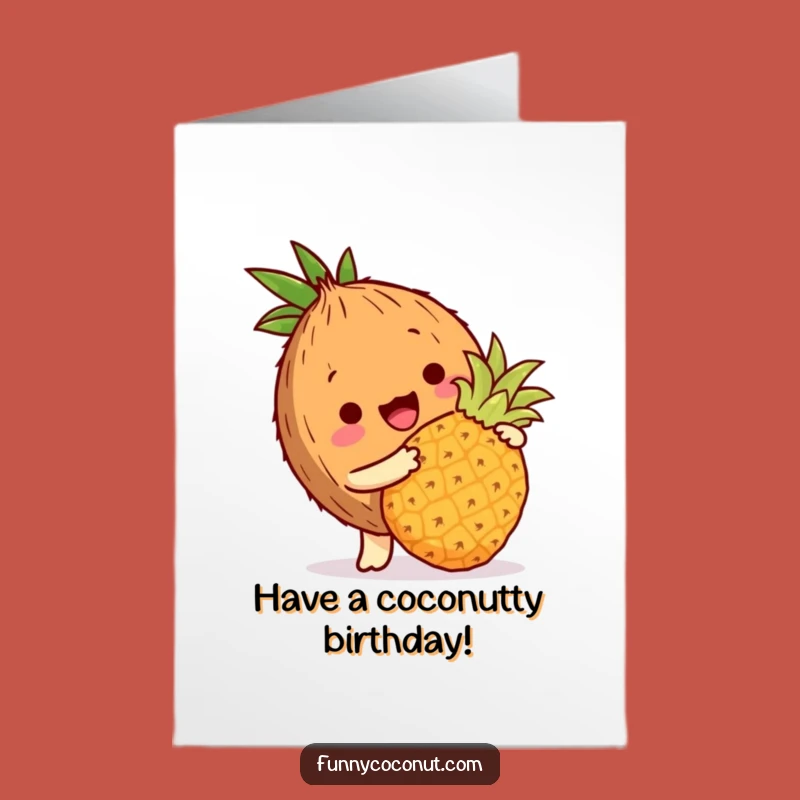 Free Printable Birthday Card: Funny Coconut Pineapple Design, Tropical Downloadable Gift
