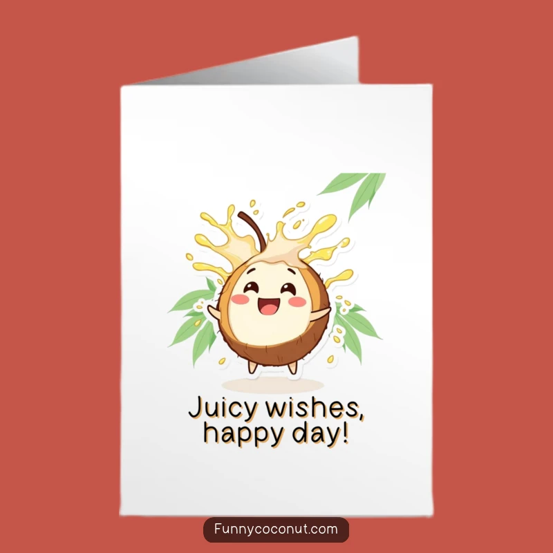Free Printable Funny Coconut Birthday Card: Hilarious Juice Burst Joyful Downloadable Gift
