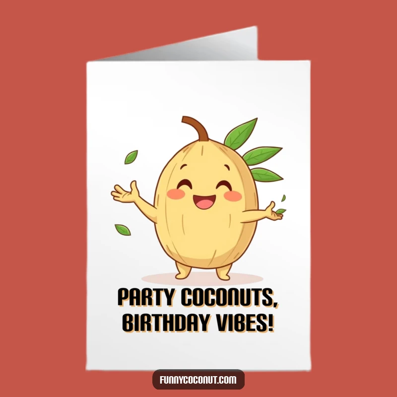 Free Printable Birthday Card: Juggling Coconut's Joy, Funny Downloadable Gift